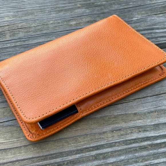 Leather Passport Holder Handmade Mustard Genuine Leather Bi Fold Travel Wallet - Picture 8 of 12
